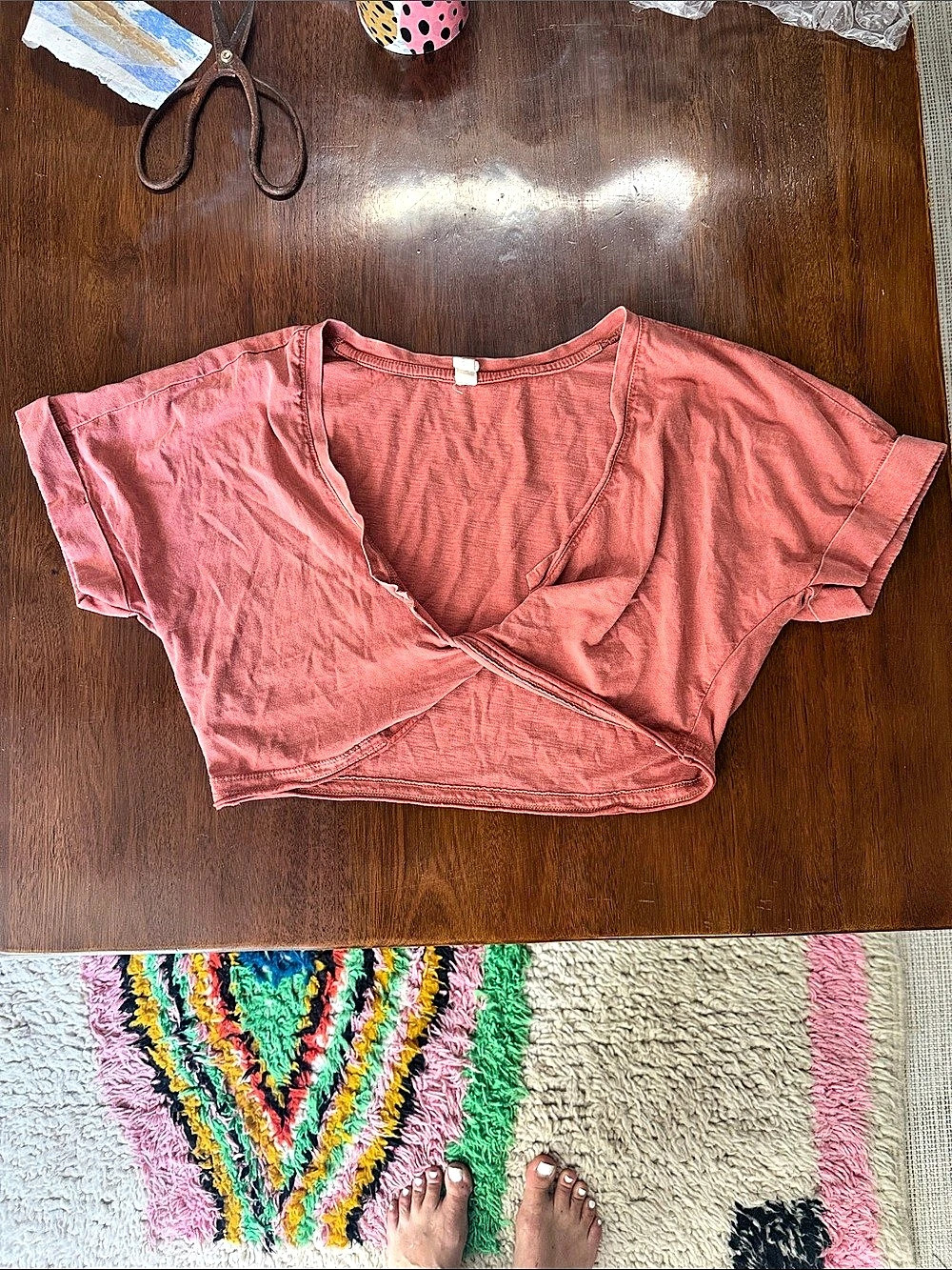 DAILY PRACTICE Small Wrap Front Short Sleeve Top in Pink Size Small 100%COTTON